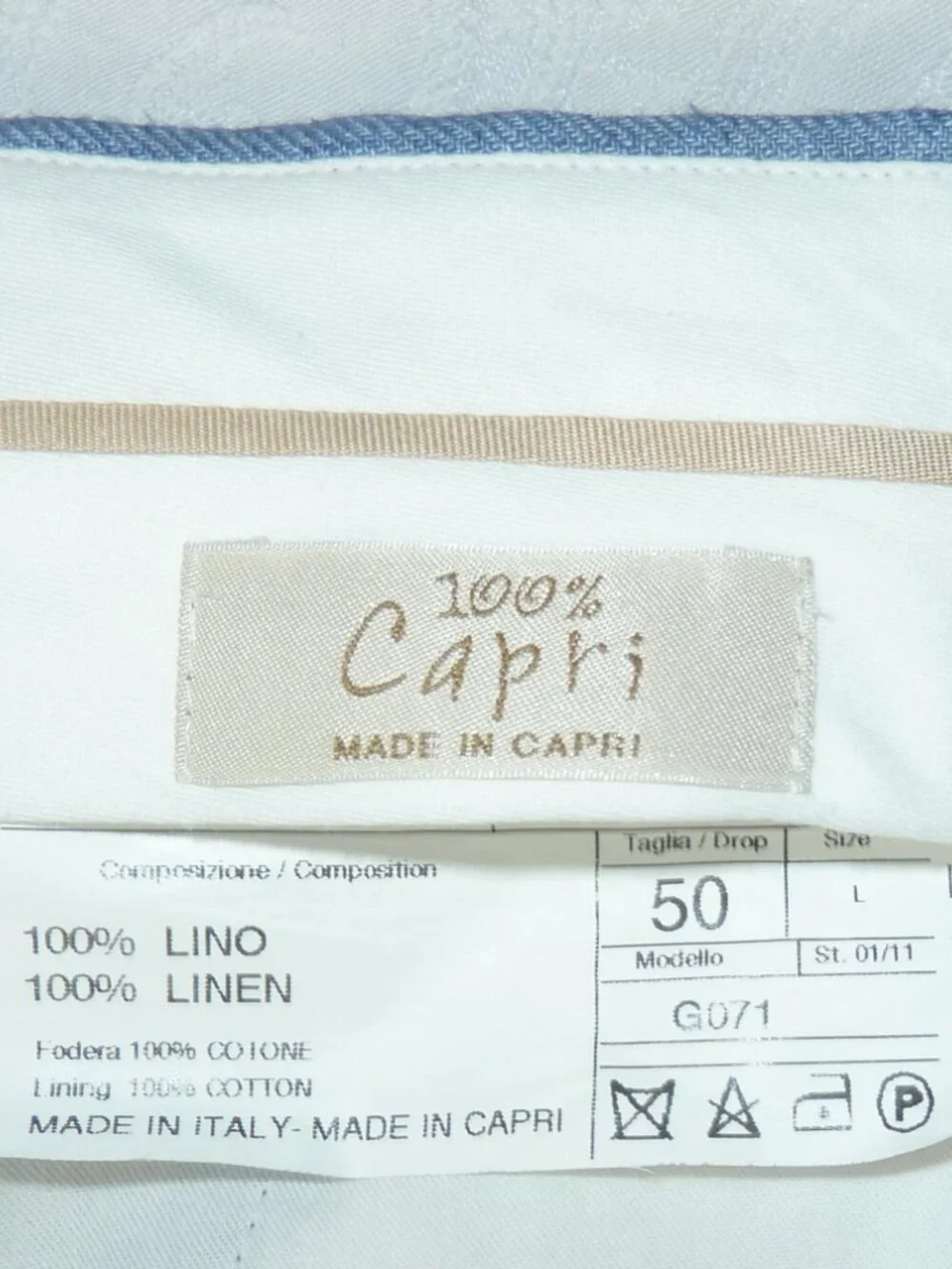 MADE IN Capri ITALY Men's 34 FINE BLUE LINEN PANTS 34/31 Italian Luxury Trousers